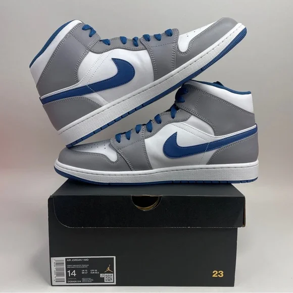 Nike Air Jordan 1 Mid Retro “True Blue/Cement Grey” 2023 - Picture 3 of 4